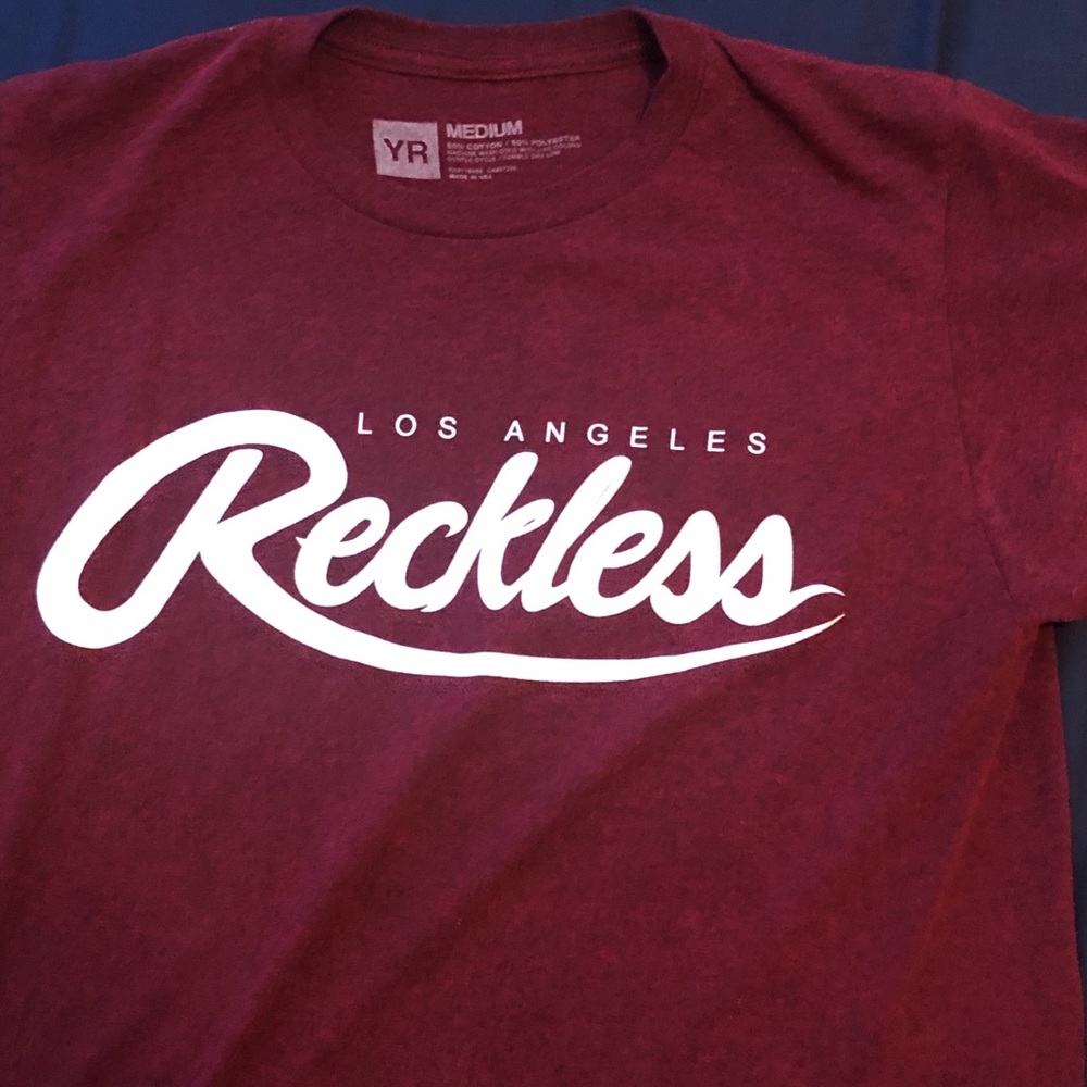 Maroon young and reckless med tee